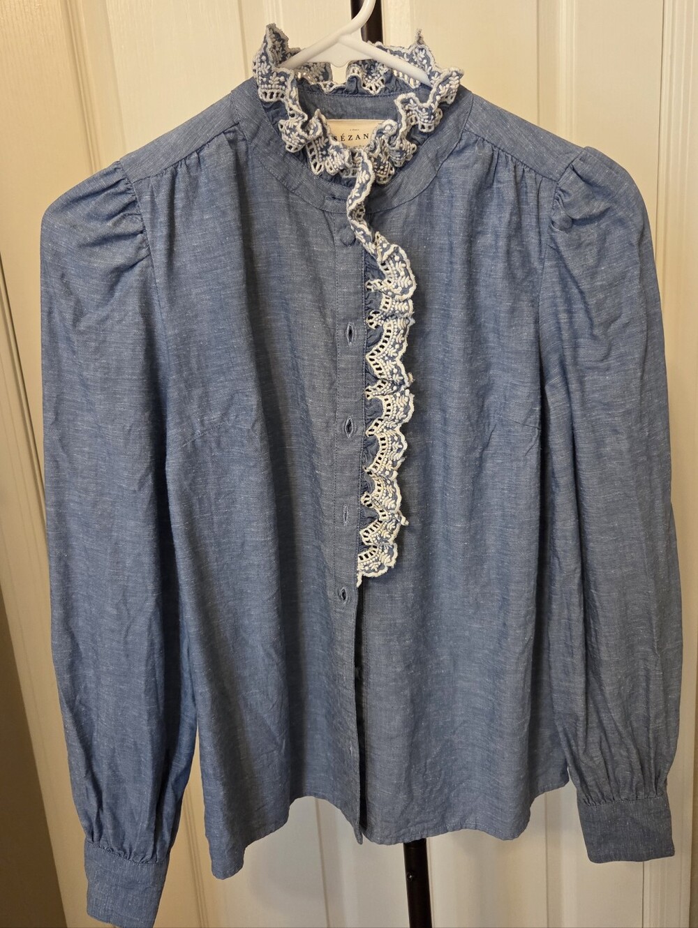 Sezane Chlo Shirt Chambray Bleu - Size 32